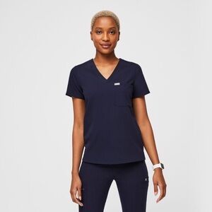 Figs Catarina One-Pocket Scrub Top Navy